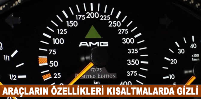 Araçların özellikleri kısaltmalarda gizli