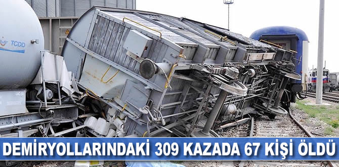 Demiryollarındaki 309 kazada 67 kişi öldü