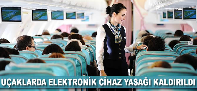 Uçaklarda elektronik cihaz yasağı kaldırıldı