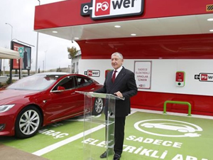 PO, elektrikli araç için ilk şarj noktasını hizmete açtı