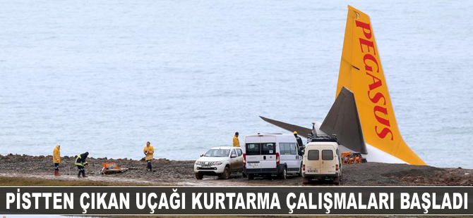 Trabzon'da pistten çıkan uçağı kurtarma çalışmaları başladı