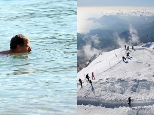 Antalya'da kar ve deniz keyfi bir arada