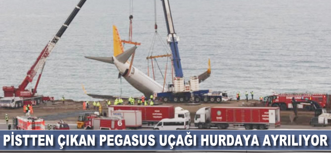 Pistten çıkan Pegasus uçağı hurdaya ayrılıyor