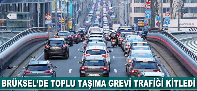 Brüksel'de toplu taşıma grevi trafiği kilitledi