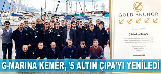 G-Marina Kemer, ‘5 Altın Çıpa’yı yeniledi