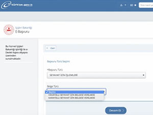 E-Devlet seyahat izin belgesi başvurusu