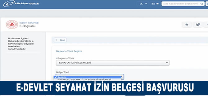 E-Devlet seyahat izin belgesi başvurusu