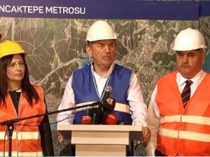 Topbaş, metro inşaatında ilk ray kaynağı törenine katıldı