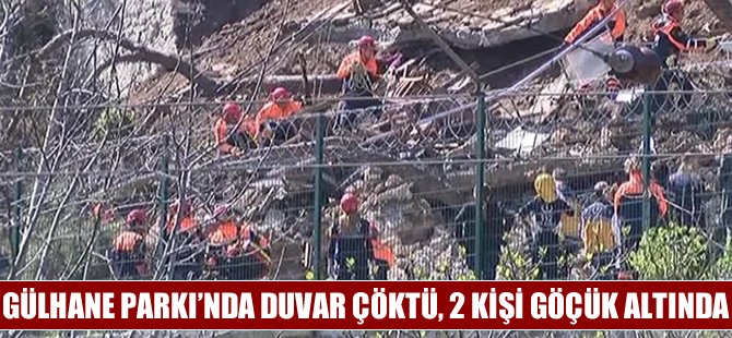 Gülhane Parkı'nda çay bahçesinin duvarı çöktü