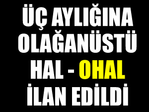 Tüm Türkiye'de 3 ay süreyle Olağanüstü Hal (OHAL) ilan edildi