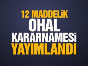 OHAL kararnamesi yayımlandı